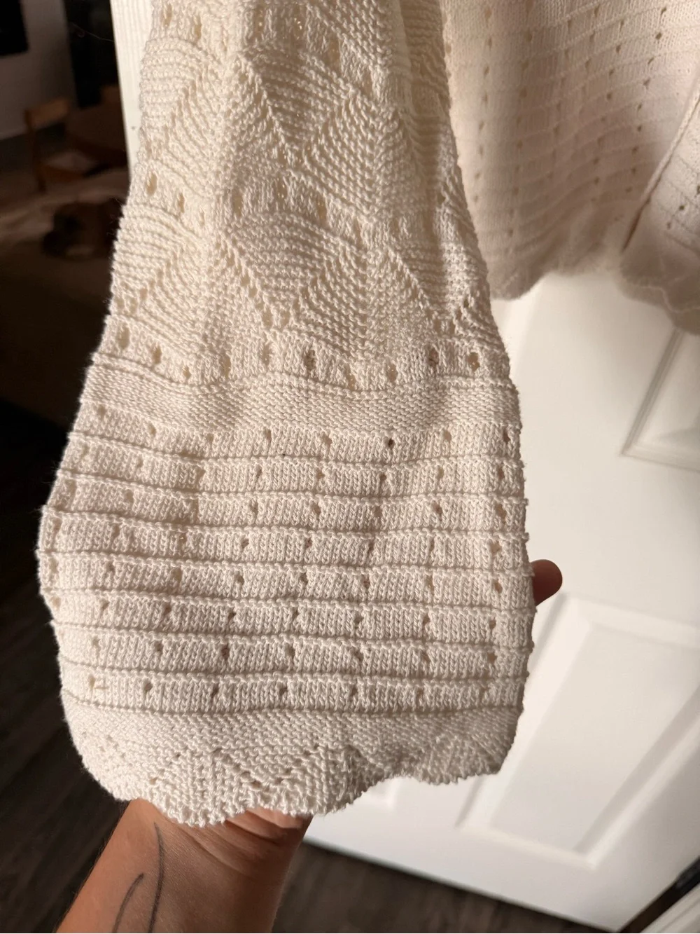 Women's Collared Crochet Cardigan - A New Day Cream XS